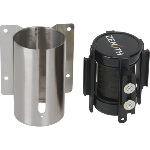 Wall Mount Barrier with Magnetic Tape, Steel, Screw Mount, 7', Black Tape Moffatt Supply & Specialties