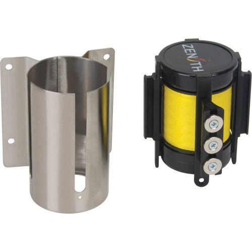 Wall Mount Barrier with Magnetic Tape, Steel, Screw Mount, 12', Yellow Tape Moffatt Supply & Specialties