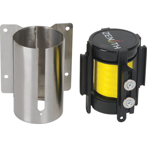 Wall Mount Barrier with Magnetic Tape, Steel, Screw Mount, 7', Yellow Tape Moffatt Supply & Specialties