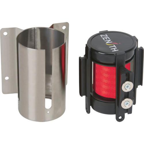 Wall Mount Barrier with Magnetic Tape, Steel, Screw Mount, 7', Red Tape Moffatt Supply & Specialties