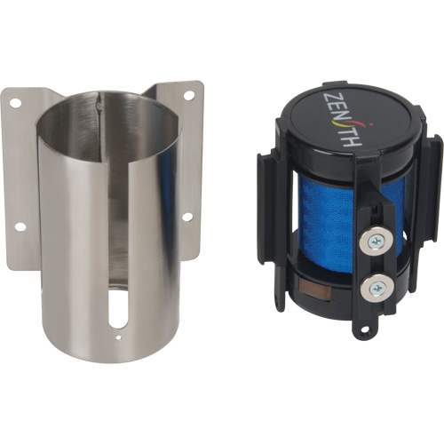 Wall Mount Barrier with Magnetic Tape, Steel, Screw Mount, 7', Blue Tape Moffatt Supply & Specialties
