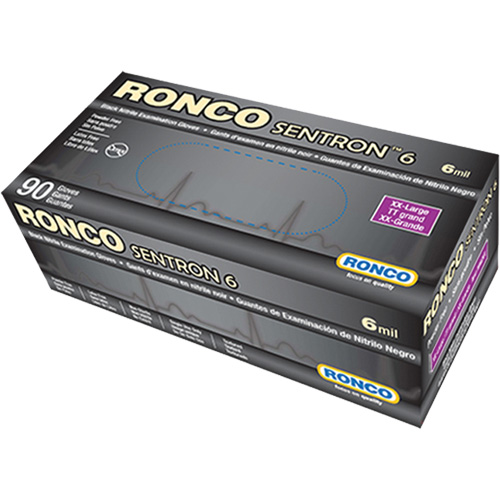 Gants d'examen jetables Sentron 6, 2T-Grand, Nitrile, 6 mils, Sans poudre, Noir, Classe 2 Moffatt Supply & Specialties