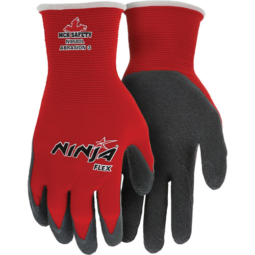 Ninja&reg; Flex Coated Gloves, Large, Rubber Latex Coating, 15 Gauge, Nylon Shell Moffatt Supply & Specialties