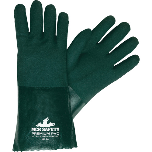 Gants r&eacute;sistants aux produits chimiques, Taille Grand, 14" lo, PVC, Doublure en Jersey Moffatt Supply & Specialties