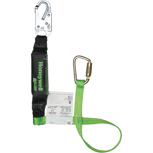 Miller&reg; HP Shock-Absorbing Lanyard, 4', Carabiner Center, Locking Snap Hook Leg Ends, Polyester Moffatt Supply & Specialties