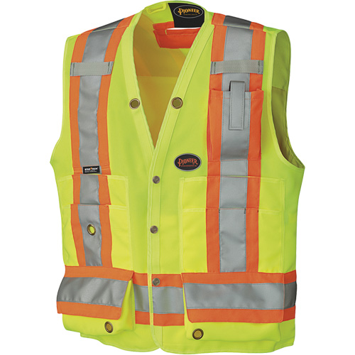 6693 Surveyor's Safety Vest, High Visibility Lime-Yellow, 3X-Large, Polyester Moffatt Supply & Specialties