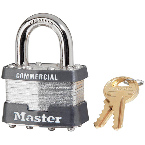 Laminated Padlock, Silver, Keyed Alike, Laminated Steel, 1-3/4" Width Moffatt Supply & Specialties