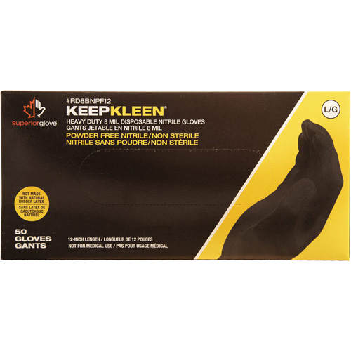 Gants jetables KeepKleen, Petit, Nitrile, 8 mils, Sans poudre, Noir Moffatt Supply & Specialties