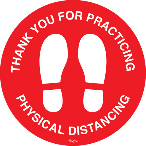 Enseigne pour plancher  Physical Distancing , Adh&eacute;sif, Anglais avec pictogramme Moffatt Supply & Specialties