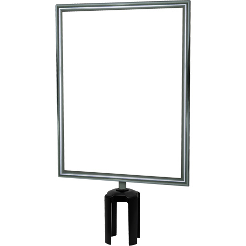 Heavy-Duty Vertical Sign Holder with Tensabarrier&reg; Post Adapter, Polished Chrome Moffatt Supply & Specialties