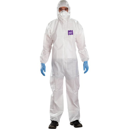 Alphatec Microchem Coveralls with Collar, Large, White, SMS Moffatt Supply & Specialties