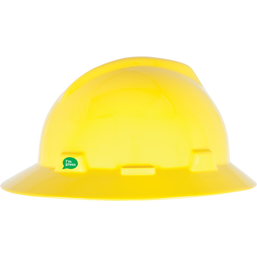 Casque de s&eacute;curit&eacute; &agrave; bord complet V-Gard GREEN avec fentes, R&eacute;pond aux normes CSA type 1, Suspension Rochet Moffatt Supply & Specialties
