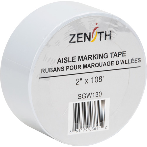 Aisle Marking Tape, 2" x 108', PVC, White Moffatt Supply & Specialties