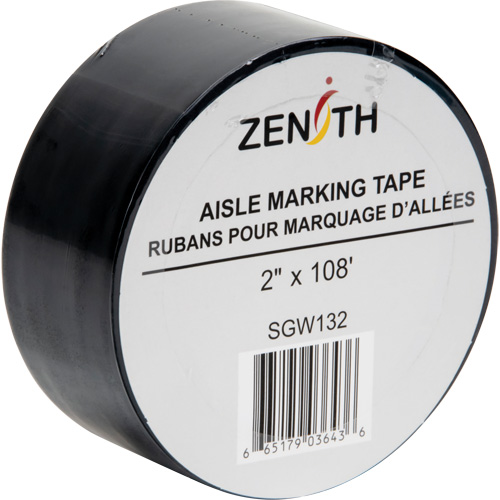 Aisle Marking Tape, 2" x 108', PVC, Black Moffatt Supply & Specialties