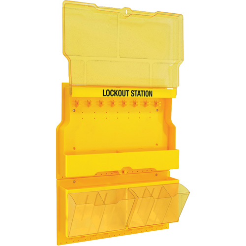 Station de verrouillage de luxe avec couvercle et &eacute;tiquettes trilingues, Cadenas Aucune, Capacit&eacute; de 32, Cadenas Non compris Moffatt Supply & Specialties