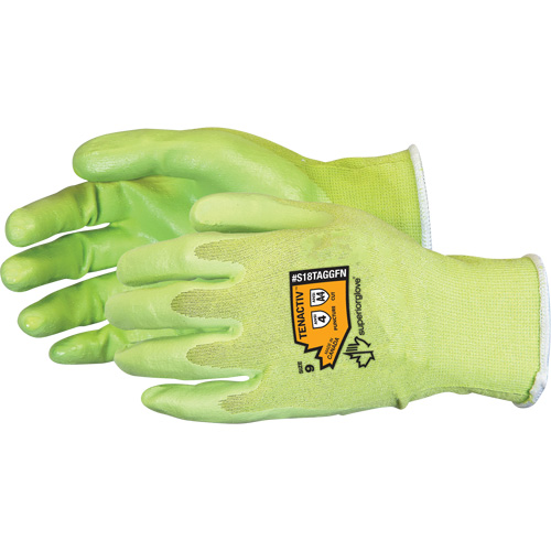 Composite Filament Fiber Cut-Resistant Hi-Viz Glove, Size 5, 18 Gauge, Foam Nitrile Coated, TenActiv Shell, ANSI/ISEA 105 Level 4 Moffatt Supply & Specialties