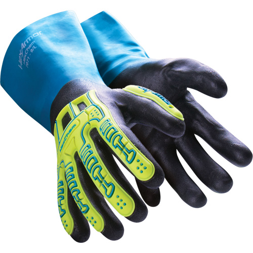 Gants r&eacute;sistants aux produits chimiques HexChem, Taille 6/T-petit, Nitrile Moffatt Supply & Specialties