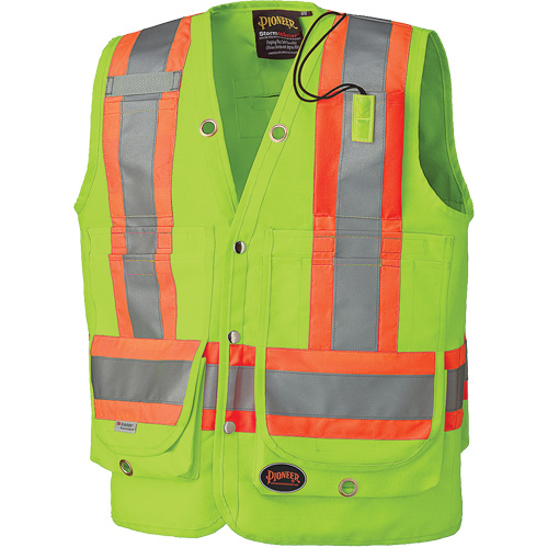 6696 Surveyor's Safety Vest, High Visibility Lime-Yellow, Small, Polyester Moffatt Supply & Specialties