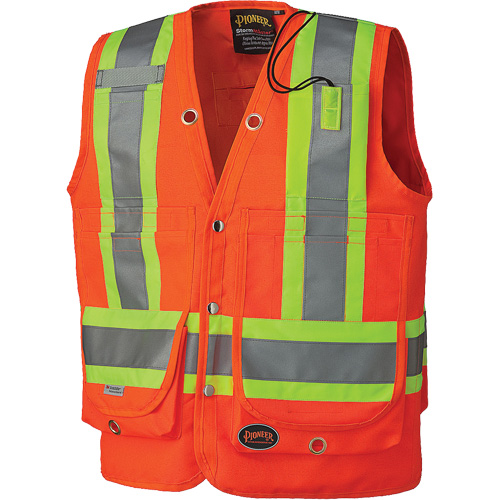 6697 Surveyor's Safety Vest, High Visibility Orange, Small, Polyester Moffatt Supply & Specialties