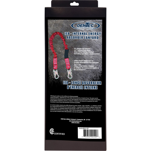 ShockSorb Internal Shock Lanyard, 6', Snap Hook Center, Snap Hook Leg Ends, Polyester Moffatt Supply & Specialties