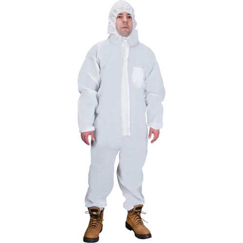 Hooded Coveralls, Medium, White, SMS Moffatt Supply & Specialties