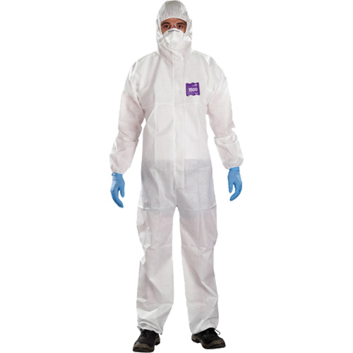AlphaTec Microchem&reg; 3-Piece Chemical Resistant Coveralls with Hood, 2X-Large, White Moffatt Supply & Specialties