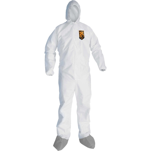 Combinaison de protection contre les liquides et les particules A45 KleenGuard avec sabot antid&eacute;rapant, Grand, Gris/Blanc, Micropore Moffatt Supply & Specialties