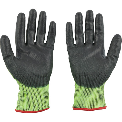 Gants &agrave; haute visibilit&eacute; enduits par trempage, Taille Petit, Calibre 15, Rev&ecirc;tement Polyur&eacute;thane, Enveloppe en Poly&eacute;thyl&egrave;ne, ASTM ANSI niveau A5 Moffatt Supply & Specialties