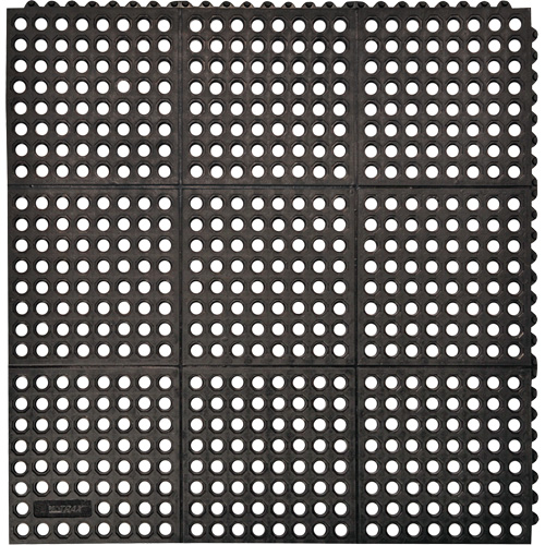 Tapis antifatigue &agrave; imbrication Cushion-Ease 550, &agrave; fentes, 3' x 3' x 3/4", Noir, Caoutchouc Moffatt Supply & Specialties
