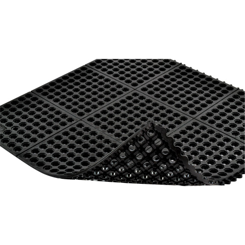 Tapis antifatigue &agrave; imbrication Cushion-Ease 550, &agrave; fentes, 3' x 3' x 3/4", Noir, Caoutchouc Moffatt Supply & Specialties