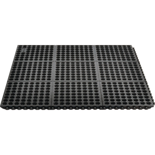 Tapis antifatigue &agrave; imbrication Cushion-Ease 550, &agrave; fentes, 3' x 3' x 3/4", Noir, Caoutchouc Moffatt Supply & Specialties