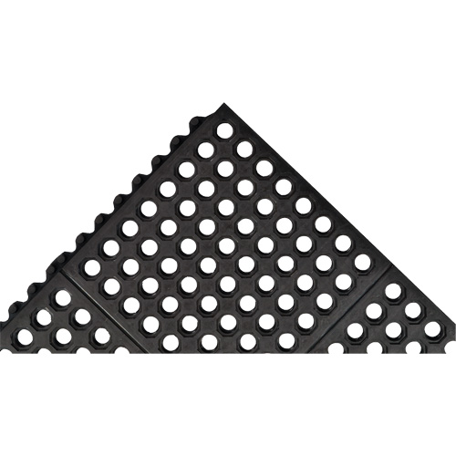 Tapis antifatigue &agrave; imbrication Cushion-Ease 550, &agrave; fentes, 3' x 3' x 3/4", Noir, Caoutchouc Moffatt Supply & Specialties