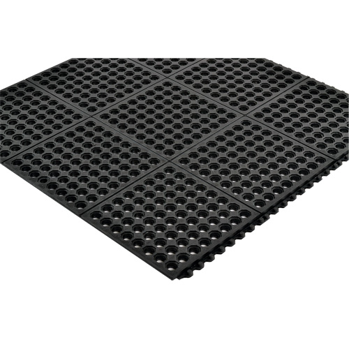 Tapis antifatigue &agrave; imbrication Cushion-Ease 550, &agrave; fentes, 3' x 3' x 3/4", Noir, Caoutchouc Moffatt Supply & Specialties