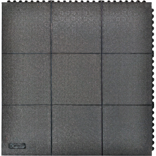 Cushion-Ease&reg; Interlocking Anti-Fatigue Mat, Pebbled, 3' x 3' x 3/4", Black, Natural Rubber Moffatt Supply & Specialties