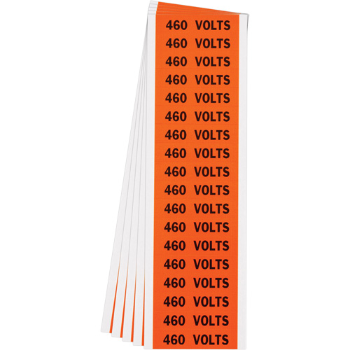 "460 Volts" Conduit & Voltage Labels, 1/2" x 2-1/4", Cloth/Vinyl, English Moffatt Supply & Specialties