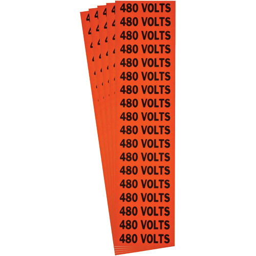 "480 Volts" Conduit & Voltage Labels, 1/2" x 2-1/4", Cloth/Vinyl, English Moffatt Supply & Specialties