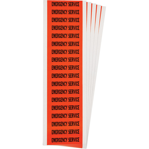 "Emergency Service" Conduit & Voltage Labels, 1/2" x 2-1/4", Cloth/Vinyl, English Moffatt Supply & Specialties