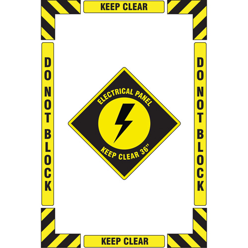 "Electrical Panel" Floor Marking Kit, Adhesive, English with Pictogram Moffatt Supply & Specialties