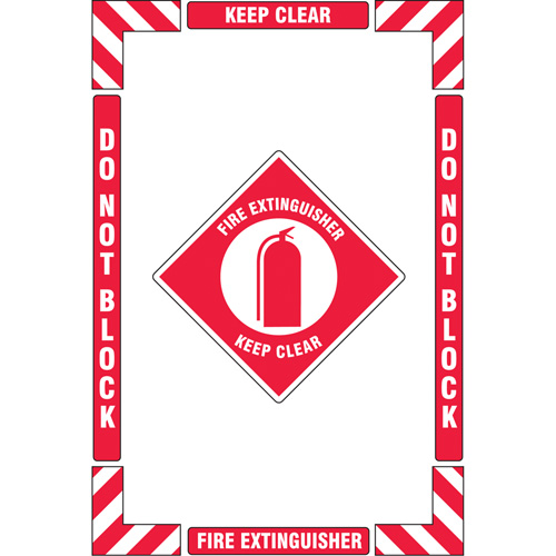 "Fire Extinguisher" Floor Marking Kit, Adhesive, English with Pictogram Moffatt Supply & Specialties