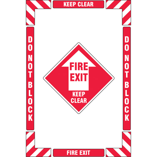"Fire Exit" Floor Marking Kit, Adhesive, English with Pictogram Moffatt Supply & Specialties