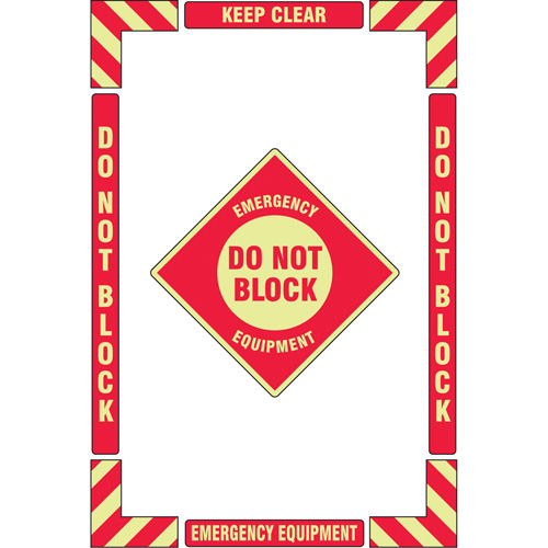 "Emergency Equipment" Floor Marking Kit, Adhesive, English with Pictogram Moffatt Supply & Specialties