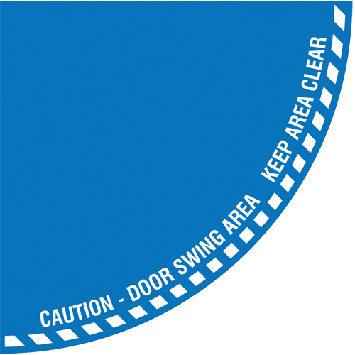 "Caution" Quarter Circle Swing Door Floor Sign, Adhesive, English with Pictogram Moffatt Supply & Specialties