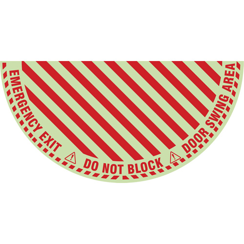 "Emergency Exit" Half Circle Swing Door Floor Sign, Adhesive, English with Pictogram Moffatt Supply & Specialties