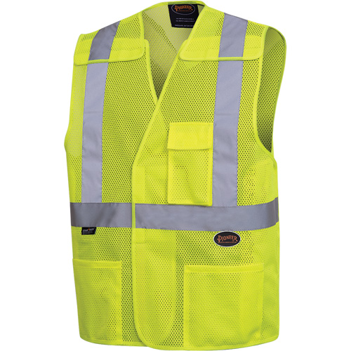 6923 Gilet de s&eacute;curit&eacute; &agrave; mailles avec bandes r&eacute;fl&eacute;chissantes de 2", Jaune lime haute visibilit&eacute;, 2T-Grand/3T-Grand, Polyester Moffatt Supply & Specialties