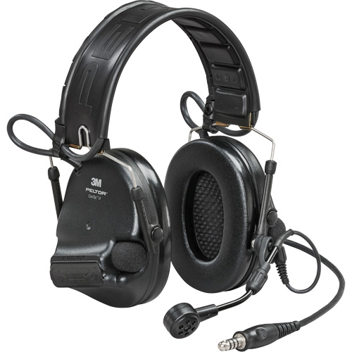 Casque VI NIB avec fils de sortie unique et rail arc Peltor ComTac, Style Bandeau, 23 dB Moffatt Supply & Specialties