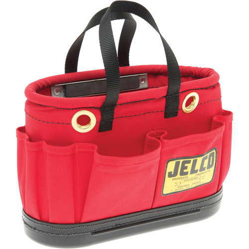 Aerial Tool Bucket with Magnet, 14" L x 7" W x 10" H, Canvas, Red Moffatt Supply & Specialties