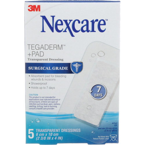 Pansement + tampon transparent Nexcare Tegaderm, Rectangulaire/carr&eacute;e, 4", Plastique, St&eacute;rile Moffatt Supply & Specialties