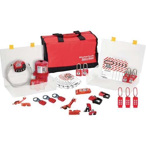Trousse de cadenassage avec cadenas en thermoplastique de qualit&eacute; sup&eacute;rieure Zenex, Ensemble &eacute;lectrique, 27 composants compris Moffatt Supply & Specialties