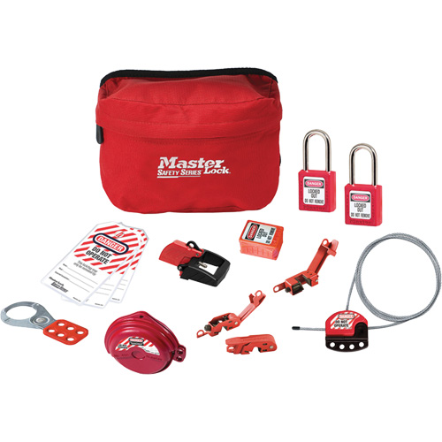 Trousse de cadenassage standard avec cadenas en thermoplastique Zenex, Ensemble &eacute;lectrique/Vanne, 14 composants compris Moffatt Supply & Specialties