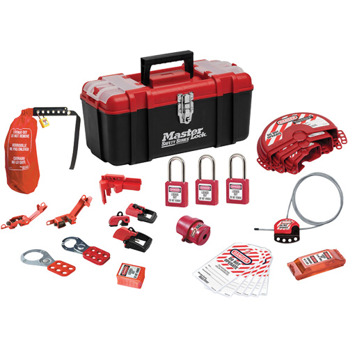 Trousse de cadenassage standard avec cadenas en thermoplastique Zenex, Ensemble &eacute;lectrique/Vanne, 27 composants compris Moffatt Supply & Specialties